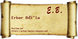Erber Béla névjegykártya